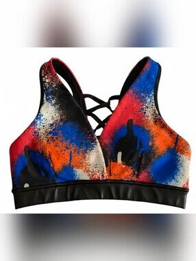 Zumba Wear Strappy Back Paint Splash Sports Bra Size Medium